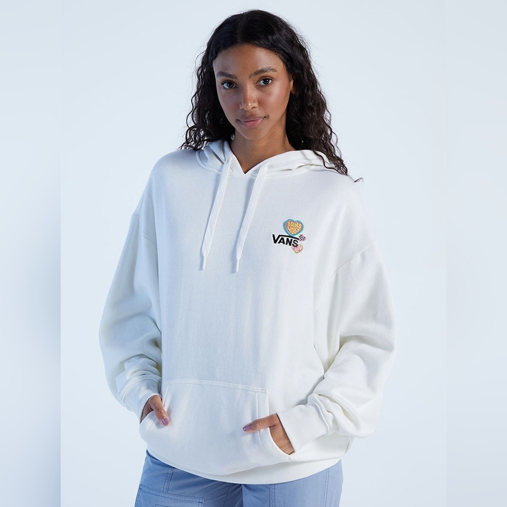 Vans Love Is Kind Hoodie Sweatshirt  White Angel Heart Graphics Skateboard Baggy
